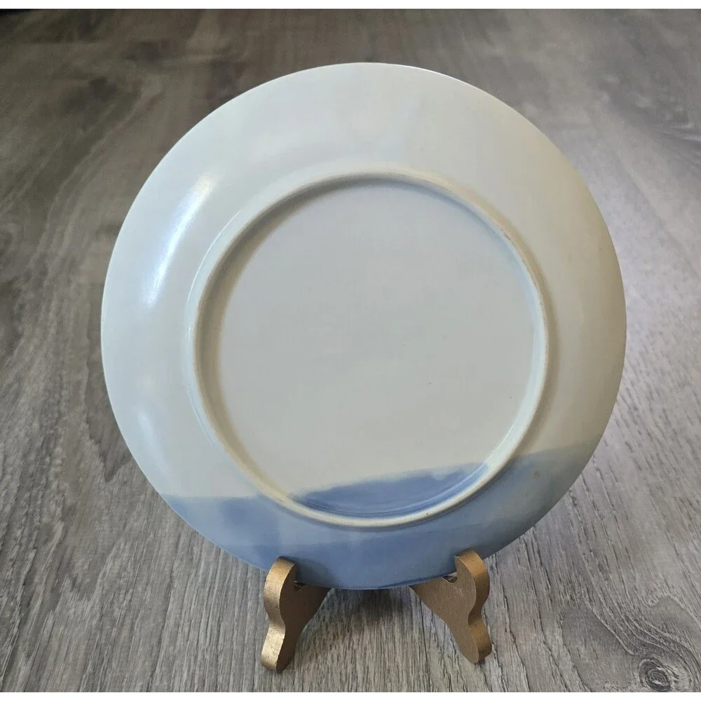 Blue White Fishing Lake On Pottery Wall / Salad Plate 7.5